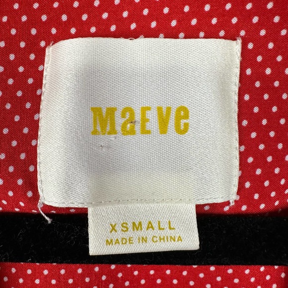 Maeve Anthropologie Shirt Womens Extra Small Red White Polka Dot Matilda Tie - Picture 9 of 13